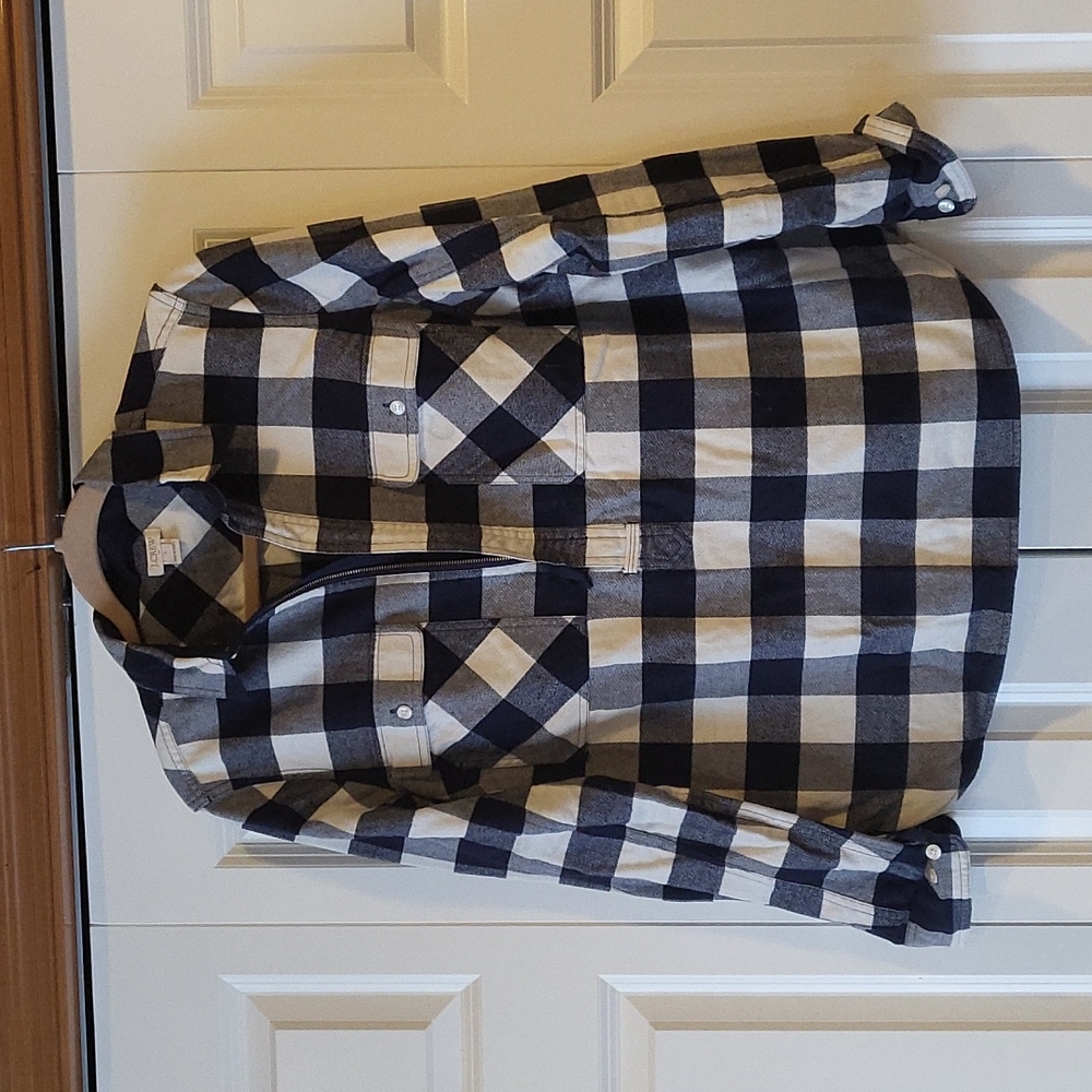 J.Crew collared 3/4 zip plaid shirt